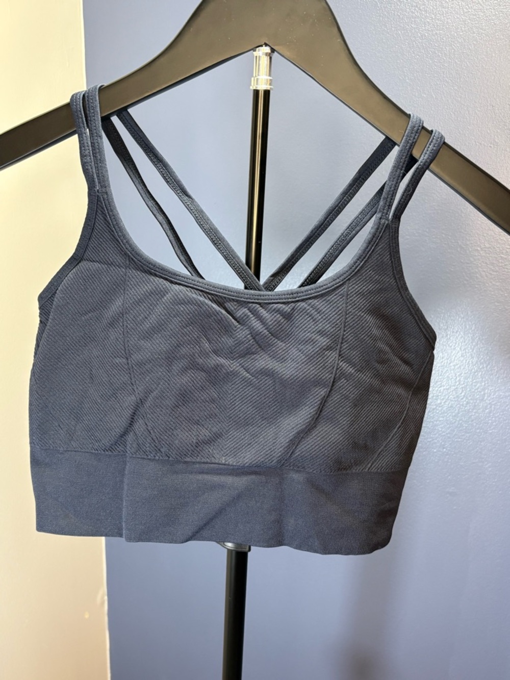 Zella Navy Double-Strap Ribbed Sports Bralette